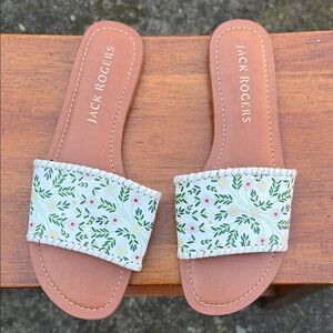 Jack Rogers White Floral Slide Sandals